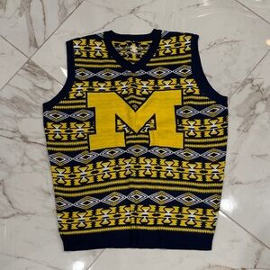 Yellow & Navy Knit Vest with Large M